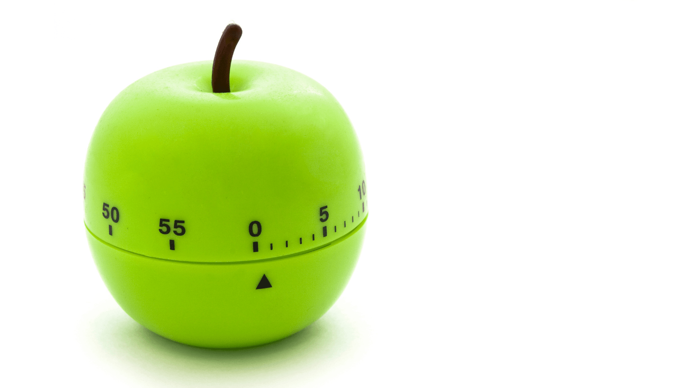 green apple timer on white background