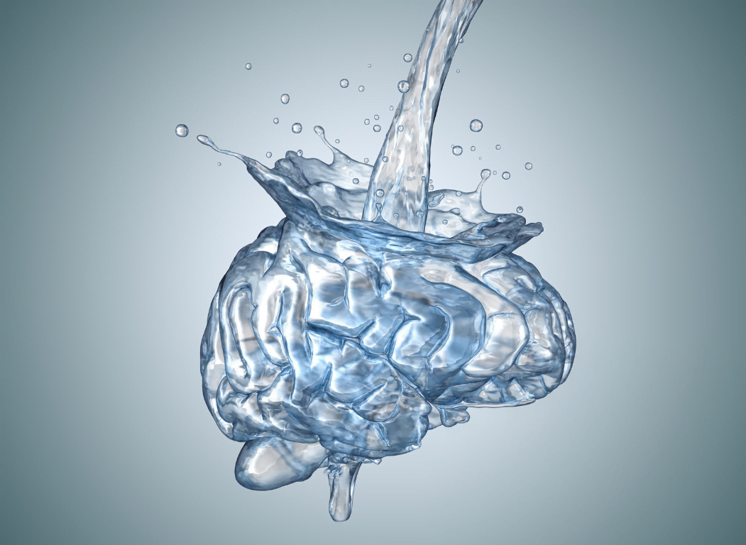 water being poured into the shape of a brain