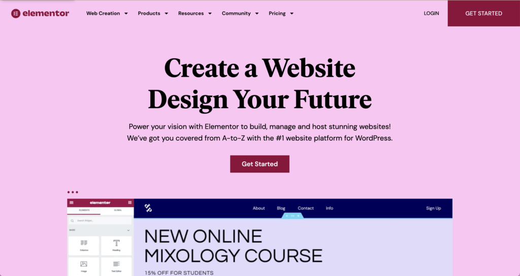 Elementor Home Page Screenshot