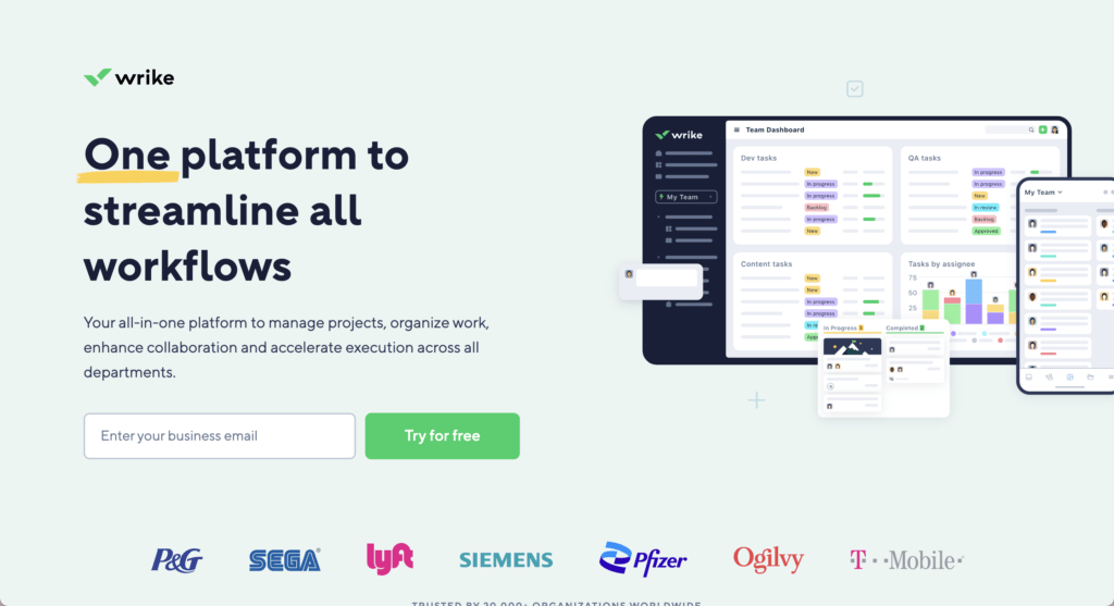 Wrike homepage