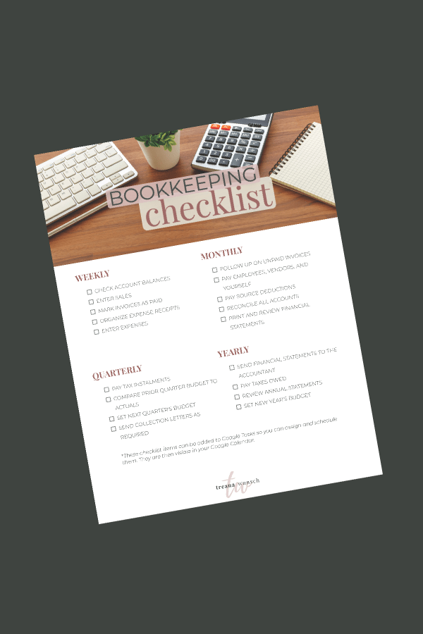 bookkeeping checklist black background