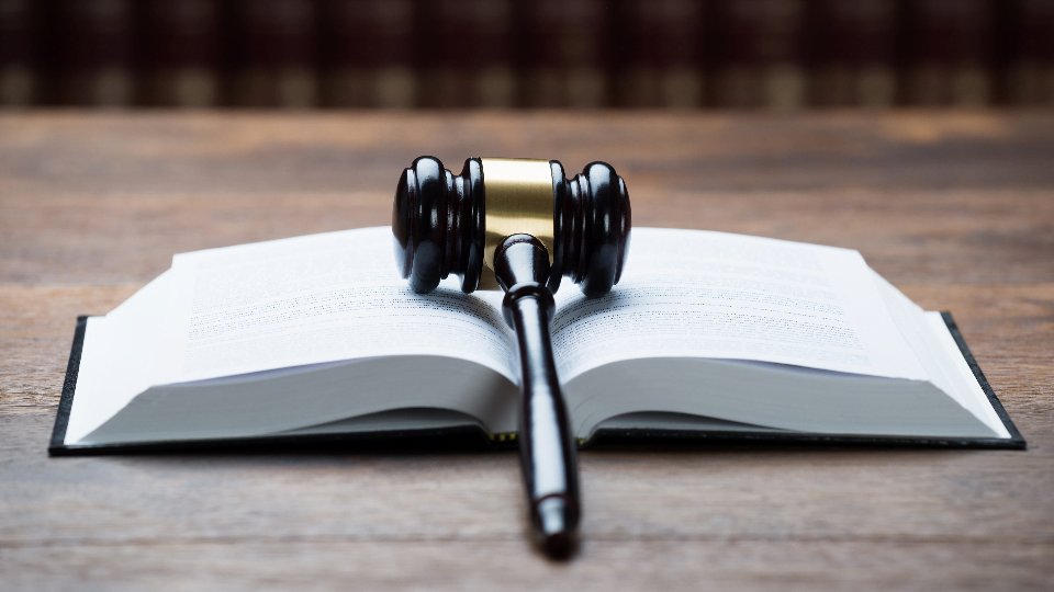 gavel on open book